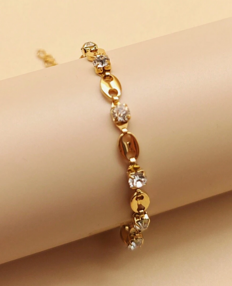 Sonia Coffee Bean Bracelet / 18K Gold Plated