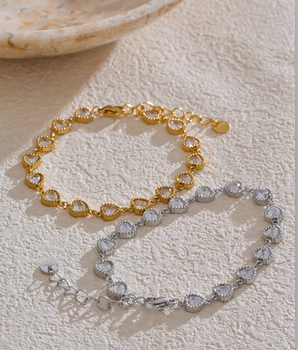 Drew Heart Diamond Bracelets / 18K Gold Plated - Nina Kane Jewellery