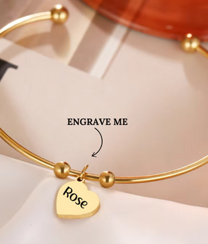 Elaine Personalised Heart Bangles / 18K Gold Plated - Nina Kane Jewellery