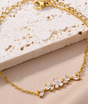 Lyra Crystal Flower Bracelets / 18K Gold Plated - Nina Kane Jewellery