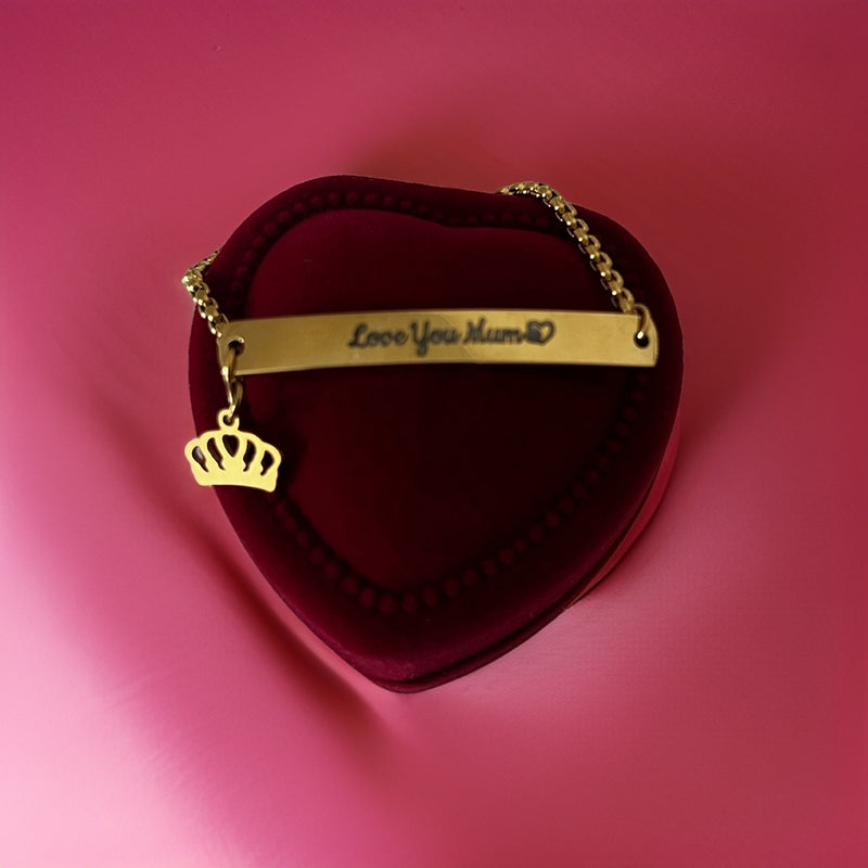 PETITE "Love You Mum" Crown Silder Bracelets / 18K Gold Plated
