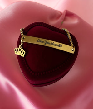 PETITE "Love You Mum" Crown Silder Bracelets / 18K Gold Plated - Nina Kane Jewellery