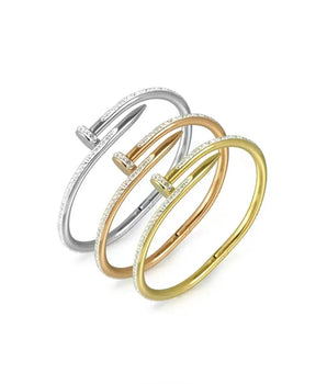 Sparkling Zircon Nail Bangle / Stainless Steel