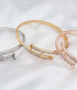Tatianna Crystal Nail Bangles / 18K Gold Plated - Nina Kane Jewellery