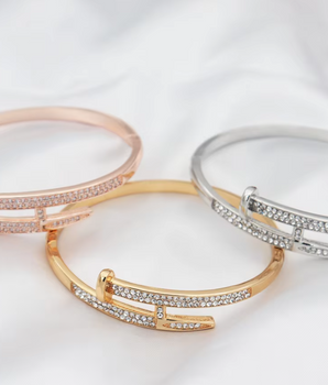 Tatianna Crystal Nail Bangles / 18K Gold Plated - Nina Kane Jewellery