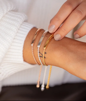 Teri Personalised Slider Bracelets / 18K Gold Plated - Nina Kane Jewellery