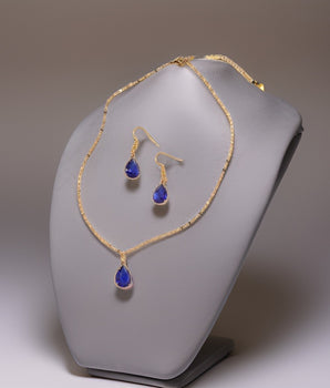 Beverly Blue Waterdrop Set / Stainless steel - Nina Kane Jewellery