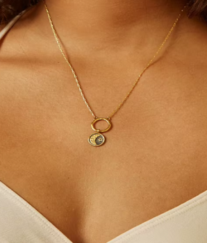 Aurora Moon & Star Charm / Stainless Steel - Nina Kane Jewellery