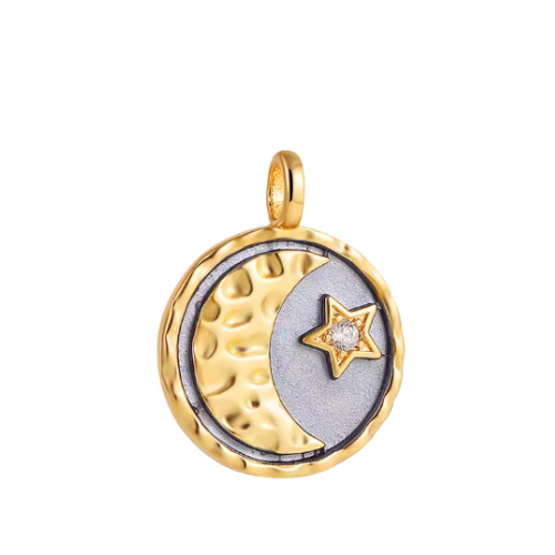 Aurora Moon & Star Charm / Stainless Steel