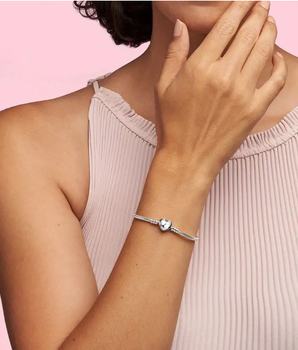 Silver Heart Charm Bracelet / Alloy - Nina Kane Jewellery