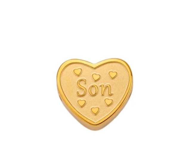 Gold Heart "Son" Charm / Stainless Steel