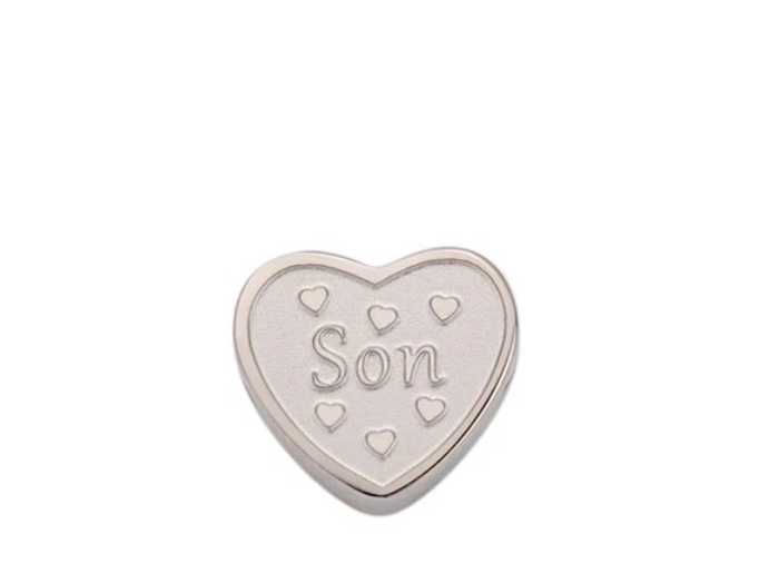 Silver Heart "Son" Charm / Stainless Steel