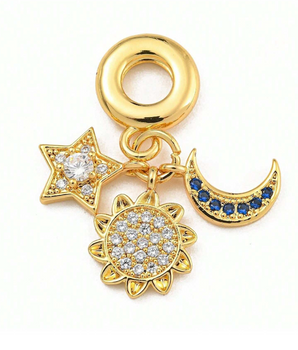 The Cosmic Trinity Charm / 18K Gold Plated - Nina Kane Jewellery