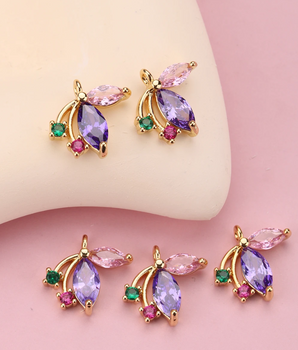 The Crystal Flower Charm / 18K Gold Plated - Nina Kane Jewellery