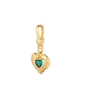 The Emerald Heart Drop Charm / 18K Gold Plated - Nina Kane Jewellery