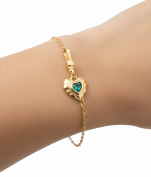The Emerald Heart Drop Charm - Nina Kane Jewellery