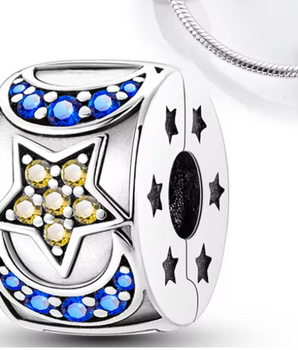 The Moon & Stars Spacer Charm / 925 Sterling Silver - Nina Kane Jewellery