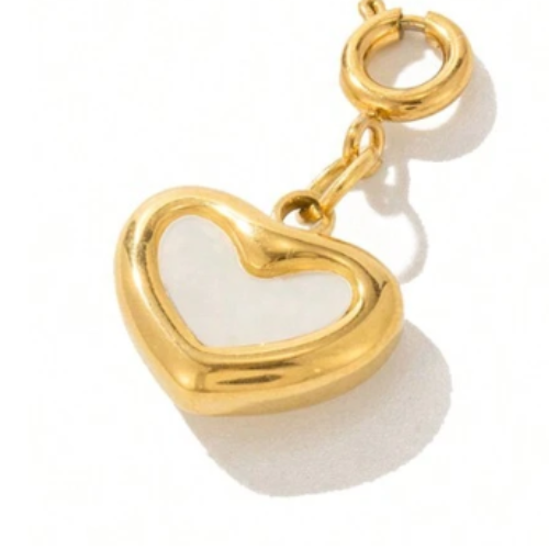 The Mother of Pearl Heart Charm / 18K Gold Plated