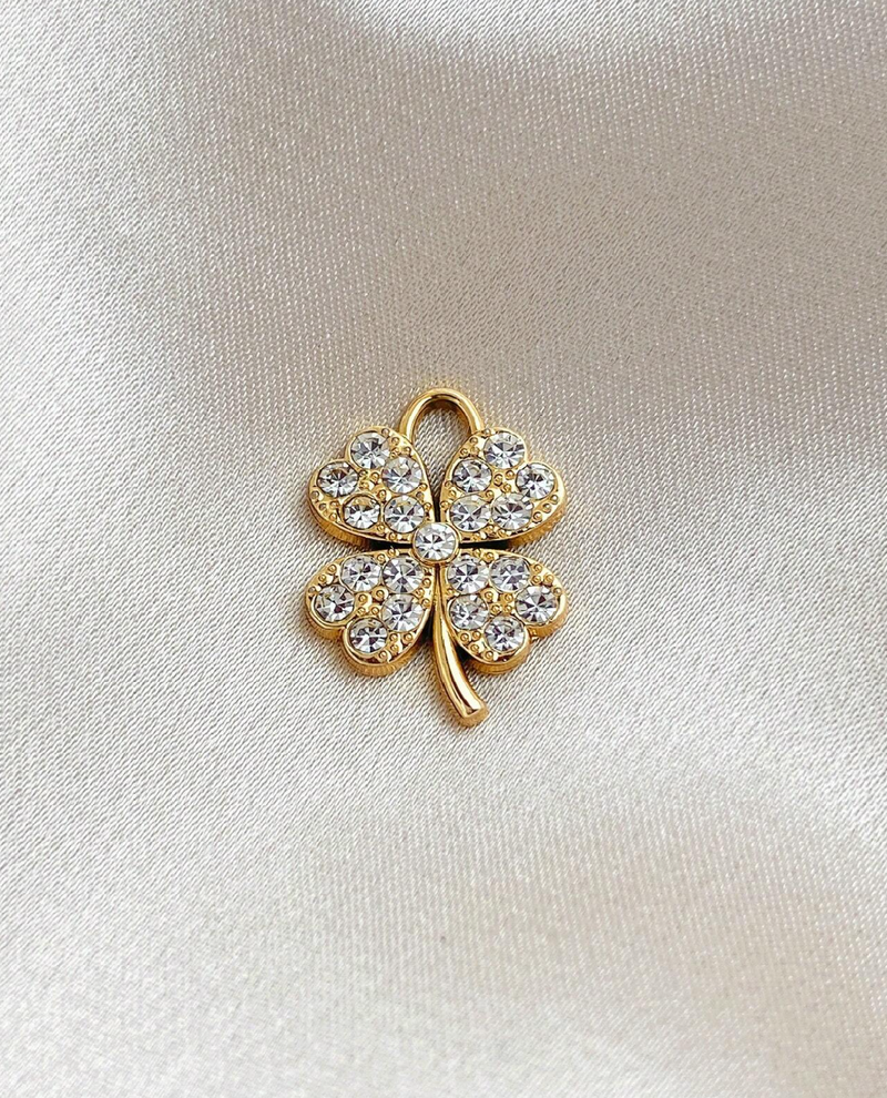 The Sparkly Clover Charm / 18K Gold Plated