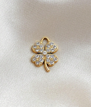 The Sparkly Clover Charm / 18K Gold Plated - Nina Kane Jewellery