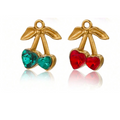 The Crystal Heart Cherry Charms / 18K Gold Plated view 1
