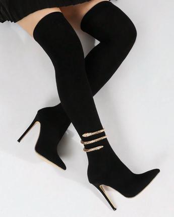 The Snake Knee High Boots - Nina Kane Jewellery