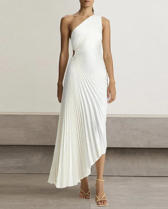 The "Golden Goddess" One-Shoulder Dress - Nina Kane Jewellery