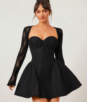 The Bea Peplum Lace Mini Dress