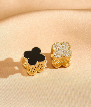 Astoria Double Sided Clover Earrings / 18K Gold Plated - Nina Kane Jewellery
