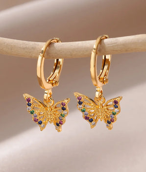 Briar Butterfly Hoop Earrings / Stainless Steel - Nina Kane Jewellery