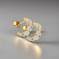 Camilla Gold & Diamond Hoop Earrings / Stainless Steel view 1