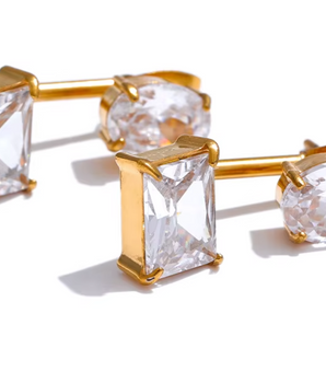 Christa Cubic Zirconia Earrings / 18K Gold Plated - Nina Kane Jewellery