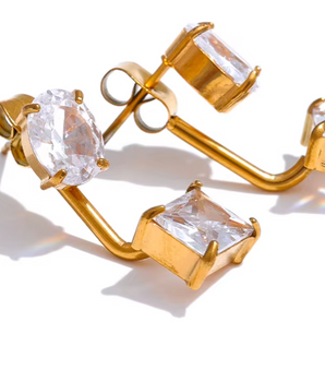 Christa Cubic Zirconia Earrings / 18K Gold Plated - Nina Kane Jewellery