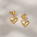 Double Heart Statement Earrings / 18K Gold Plated view 6
