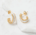 Fern Zirconia Pave Hoop Earrings / 18K Gold Plated view 2