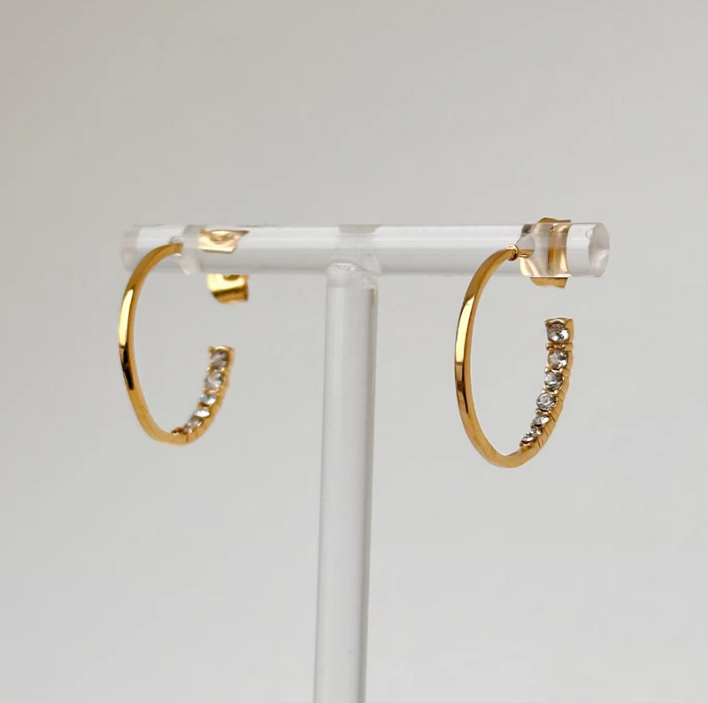 Gemma Pave Zircon Diamond Hoops / 18K Gold Plated