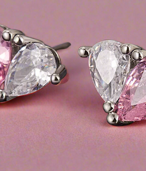 Heart Shaped Crystal Earrings / 925 Sterling Silver - Nina Kane Jewellery