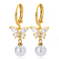 Le Papillon Pearl Hoops view 1