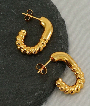 Morena Spiral U Shape Hoops / 18K Gold Plated - Nina Kane Jewellery