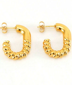 Morena Spiral U Shape Hoops / 18K Gold Plated - Nina Kane Jewellery
