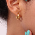Pamela Rhinestone Nail Earrings / 18K Gold Plated view 1