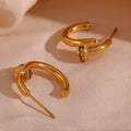 Pamela Rhinestone Nail Earrings / 18K Gold Plated view 2