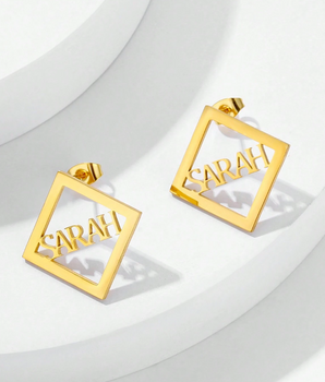 Sarah Customised Stud Earrings / 18K Gold Plated - Nina Kane Jewellery