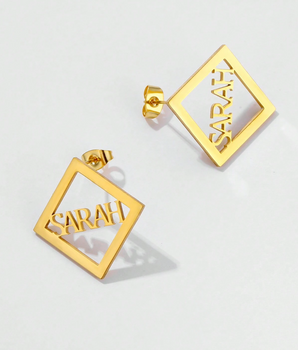 Sarah Customised Stud Earrings / 18K Gold Plated - Nina Kane Jewellery