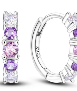 Toscana Pink & Purple Hoops / 925 Sterling Silver - Nina Kane Jewellery