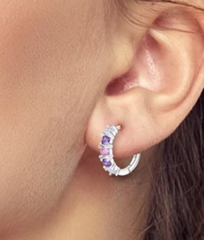 Toscana Pink & Purple Hoops / 925 Sterling Silver - Nina Kane Jewellery