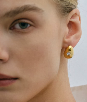 Willow Waterdrop Stud Earrings / 18K Gold Plated - Nina Kane Jewellery
