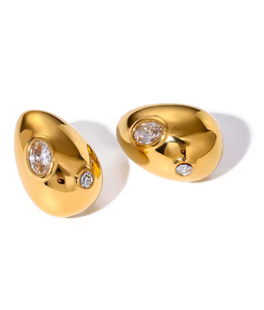 Willow Waterdrop Stud Earrings / 18K Gold Plated - Nina Kane Jewellery