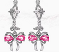 Helga Pink Crystal Bow Earrings view 3
