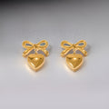 Keres Bow & Heart Earrings / 18K Gold Plated view 2
